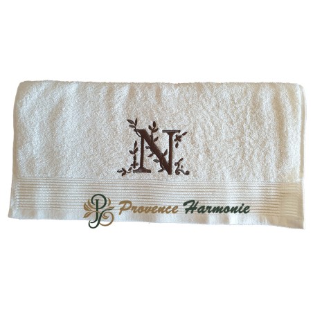 SERVIETTE 50 X 100 BRODÉE PERSONNALISÉE INITIALE LETTRE N