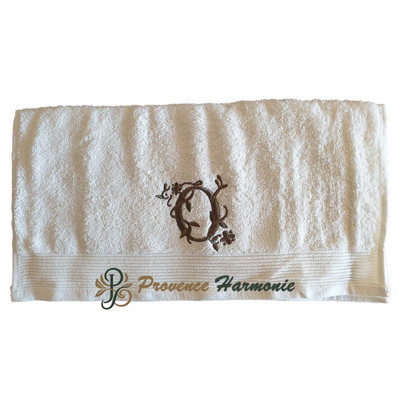 SERVIETTE 50 X 100 BRODÉE PERSONNALISÉE INITIALE LETTRE O