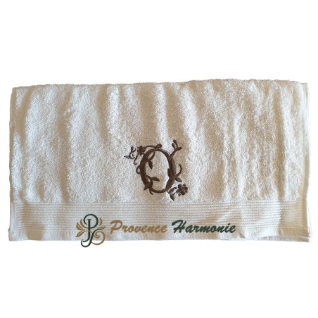 Serviette de Toilette Brodée Lettre O
