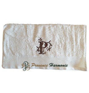 SERVIETTE 50 X 100 BRODÉE PERSONNALISÉE INITIALE LETTRE P