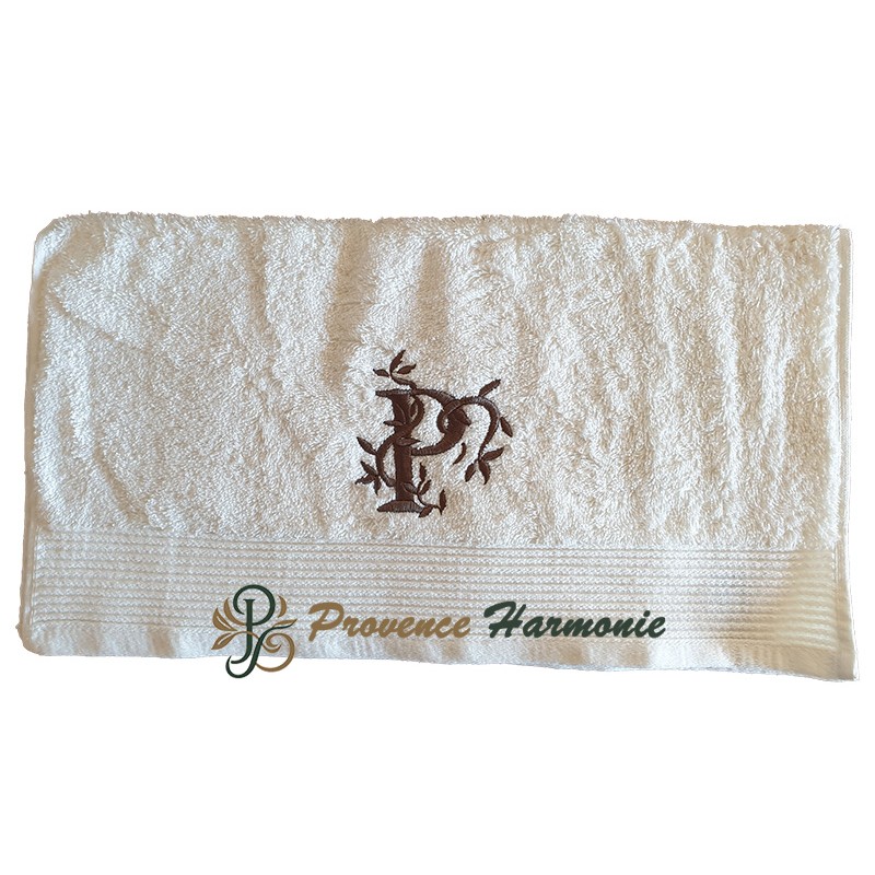 SERVIETTE 50 X 100 BRODÉE PERSONNALISÉE INITIALE LETTRE P