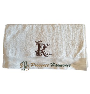 SERVIETTE 50 X 100 BRODÉE PERSONNALISÉE INITIALE LETTRE R