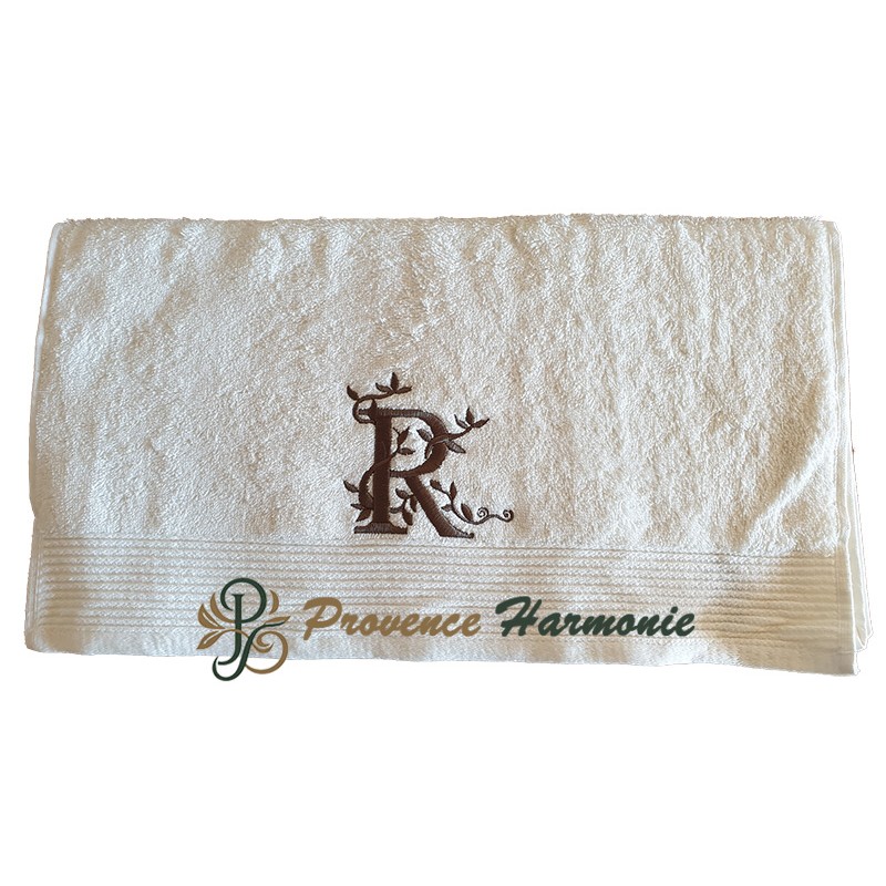 SERVIETTE 50 X 100 BRODÉE PERSONNALISÉE INITIALE LETTRE R