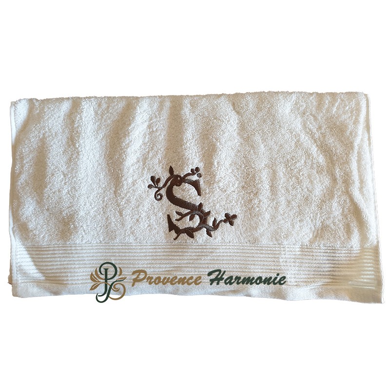 TOWEL 50 X 100 PERSONALIZED EMBROIDERED INITIAL LETTER S