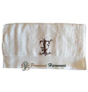 SERVIETTE 50 X 100 BRODÉE PERSONNALISÉE INITIALE LETTRE T