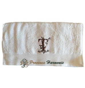 Serviette de Toilette Brodée Lettre T