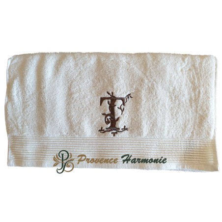 Serviette de Toilette Brodée Lettre T