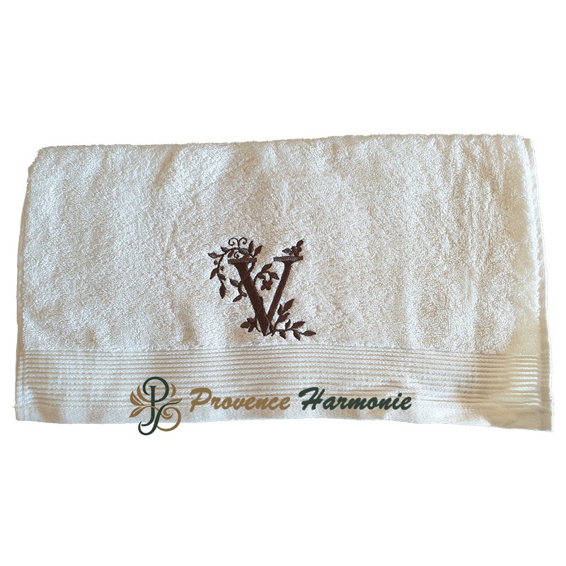 SERVIETTE 50 X 100 BRODÉE PERSONNALISÉE INITIALE LETTRE V