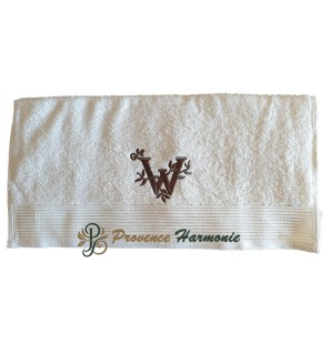 Serviette de Toilette Brodée Lettre W