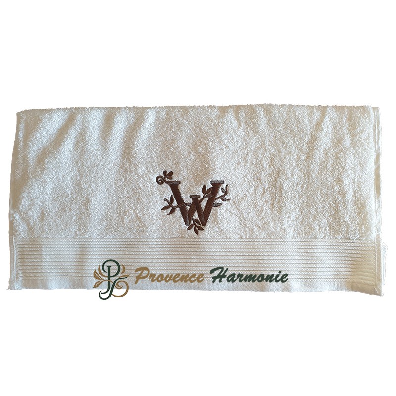 SERVIETTE 50 X 100 BRODÉE PERSONNALISÉE INITIALE LETTRE W