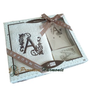 Estuche de Regalo Personalizado Inicial A, Toalla de Invitado, Jabón, Jabonera