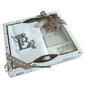Estuche de Regalo Personalizado Inicial B, Toalla de Invitado, Jabonera, Jabón