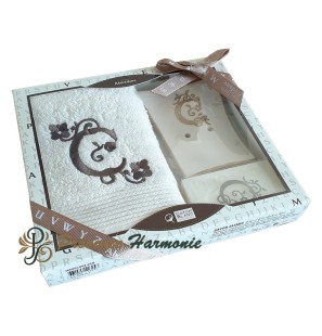 Cofanetto Regalo Personalizzato Iniziale C, Asciugamano Ospiti, Porta Sapone, Sapone