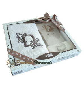Cofanetto Regalo Personalizzato Iniziale D, Asciugamano Ospiti, Porta Sapone, Sapone