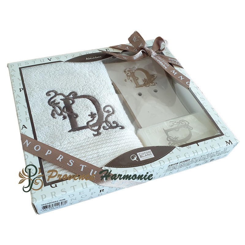 Cofanetto Regalo Personalizzato Iniziale D, Asciugamano Ospiti, Porta Sapone, Sapone Cofanetto Regalo Personalizzato Iniziale D, Asciugamano Ospiti, Porta Sapone, Sapone