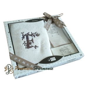 Cofanetto Regalo Personalizzato Iniziale F, Asciugamano Ospiti, Porta Sapone, Sapone
