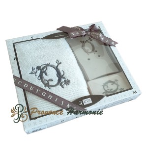 Cofanetto Regalo Personalizzato Iniziale O, Asciugamano Ospiti, Porta Sapone, Sapone