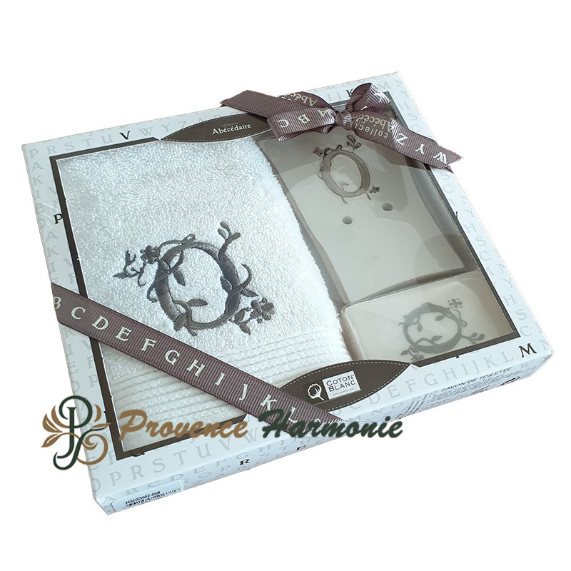 Cofanetto Regalo Personalizzato Iniziale O, Asciugamano Ospiti, Porta Sapone, Sapone Cofanetto Regalo Personalizzato Iniziale O, Asciugamano Ospiti, Porta Sapone, Sapone