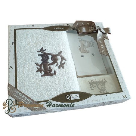 Cofanetto Regalo Personalizzato Iniziale P, Asciugamano Ospiti, Porta Sapone, Sapone