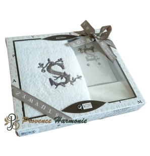 Cofanetto Regalo Personalizzato Iniziale S, Asciugamano Ospiti, Porta Sapone, Sapone