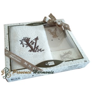 Cofanetto Regalo Personalizzato Iniziale V, Asciugamano Ospiti, Porta Sapone, Sapone