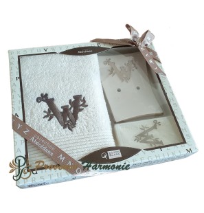 Cofanetto Regalo Personalizzato Iniziale W, Asciugamano Ospiti, Porta Sapone, Sapone