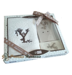 Cofanetto Regalo Personalizzato Iniziale Y, Asciugamano Ospiti, Porta Sapone, Sapone