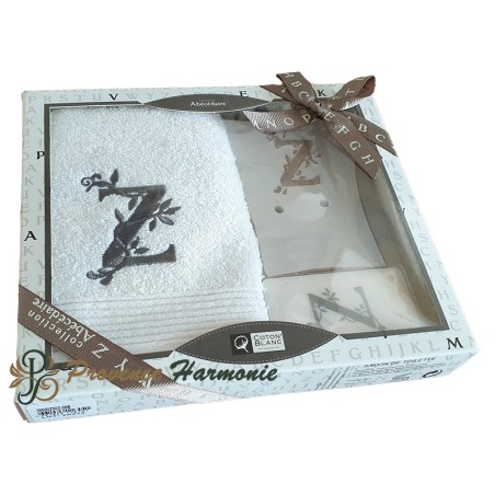 Estuche de Regalo Personalizado Inicial Z, Toalla de Invitado, Jabonera, Jabón