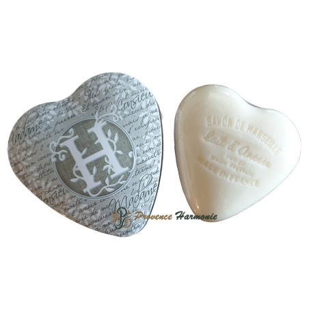 HEART-SHAPED BOX DECO LETTER H AND DONKEY’S MILK SOAP