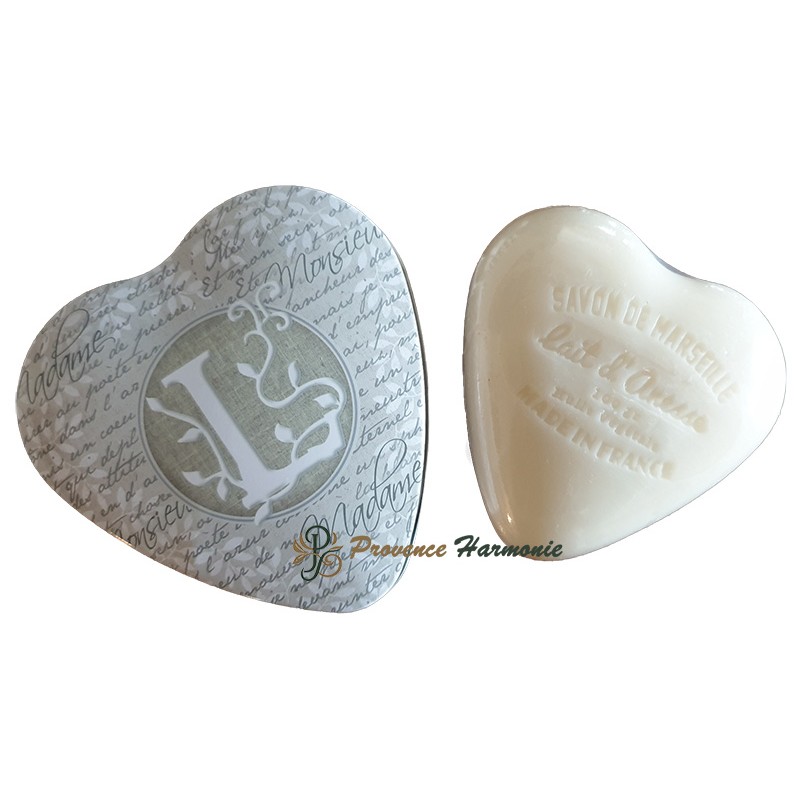 HEART-SHAPED BOX DECO LETTER L AND ITS DONKEY MILK SOAP