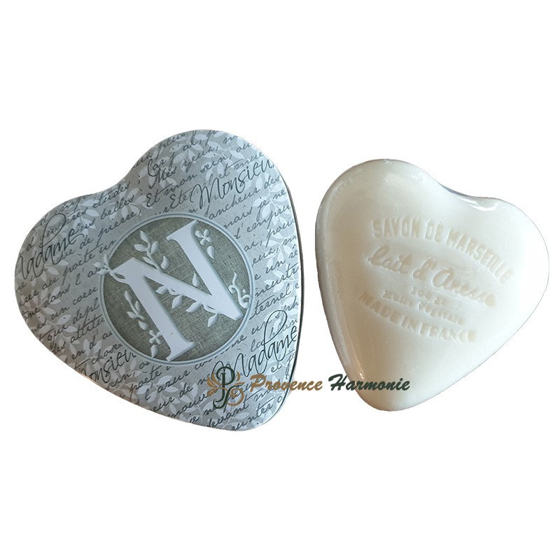 HEART-SHAPED BOX DECO LETTER N AND ITS DONKEY MILK SOAP