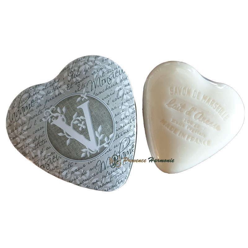 HEART-SHAPED BOX DECO LETTER V AND ITS DONKEY MILK SOAP