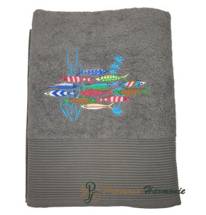 DRAP DE BAIN QUARTZ BRODÉ DANSE DES SARDINES