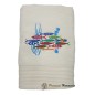 Ecru Bath Towel Embroidered Sardine Dance Ecru Bath Towel Embroidered Sardine Dance