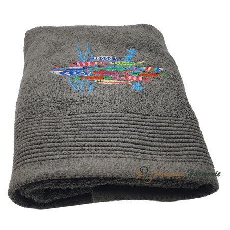 EMBROIDERED QUARTZ TOILET TOWEL DANCE OF SARDINES