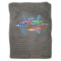 Quartz Bath Towel Embroidered Sardine Dance