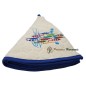 Round Terry Towel Ecru Embroidered Sardine Dance Round Terry Towel Ecru Embroidered Sardine Dance
