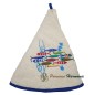 ROUND ECRU TERRY TOWEL EMBROIDERED DANCE OF SARDINES JACQUARD WEAVE