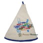 Serviette Éponge Ronde Écru Brodée Danse des Sardines