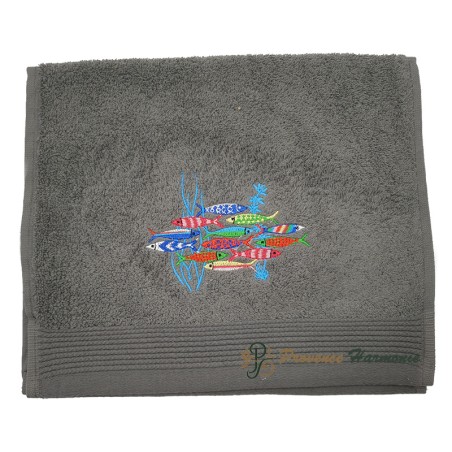 Serviette d’Invité Quartz Brodée Danse des Sardines