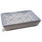 Jabonera rectangular Flor de lis azul y gris