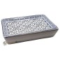 Rectangular blue and grey lily flower soap dish