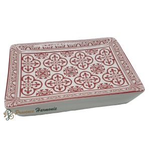 Porte-savon rectangle Fleurs de lys couleur rouge