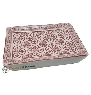 Rectangular Soap Dish Red Fleur-de-Lis