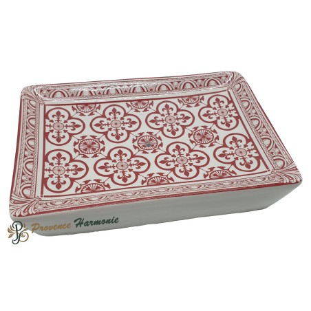 Rectangular Soap Dish Red Fleur-de-Lis