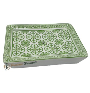 Jabonera rectangular con flores de lis verde