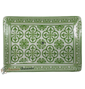 Jabonera rectangular con flores de lis verde