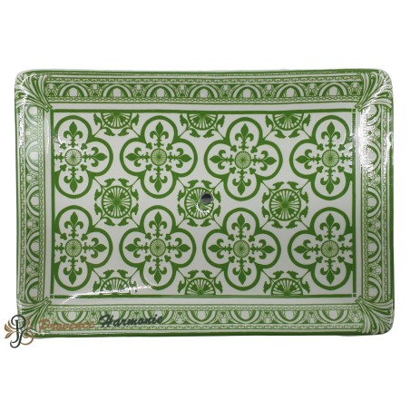 Jabonera rectangular con flores de lis verde