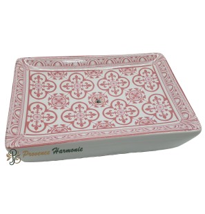 Jabonera rectangular con flores de lis rosas