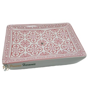 Porte-savon rectangle Fleurs de lys couleur rose